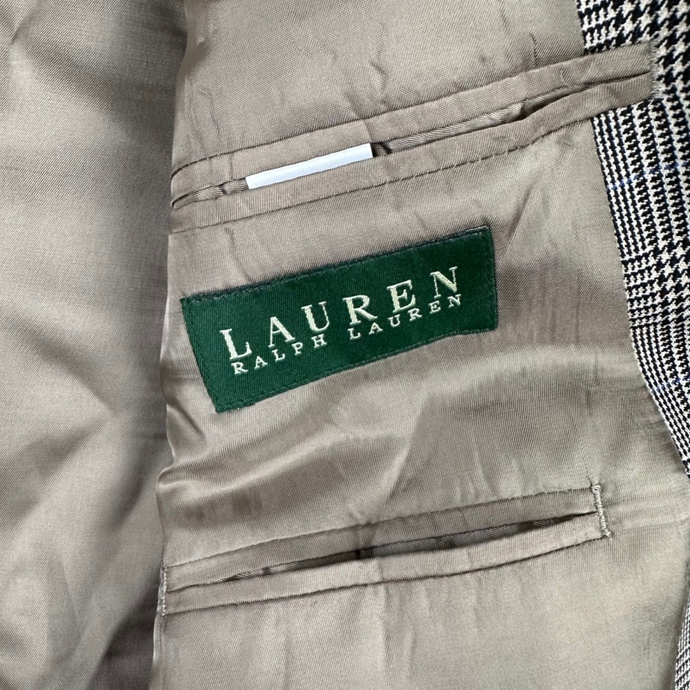 Lauren Ralph Lauren Mens Sport Coat 48L Gray Prince of Wales Wool Check - Picture 4 of 12